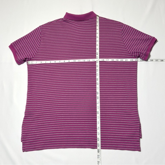 Polo Ralph Lauren Dark Pink & White Striped Polo Shirt Size L Excellent - Picture 6 of 9